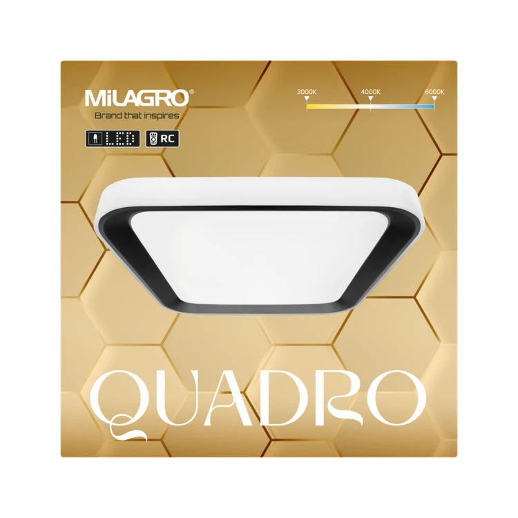 Plafoniera Plafon QUADRO BLACK 66W ML7932 Milagro z pilotem do salonu sypialni korytarza jadalni oprawa lampa sufitowa nowoczesna oświetleniowa czarny czarna barwa zmienna zimna neutralna biała dzienna ciepła Inspiracje Premium