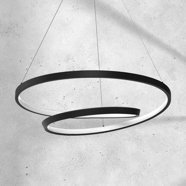 Lampa sufitowa wisząca okrąg koło Industrialna Loft LUCERO BLACK 48W LED ML7948 Milagro 4000K 50cm nowoczesna oprawa oświetleniowa okrągła metal żyrandol czarny czarna zwis Inspiracje Premium