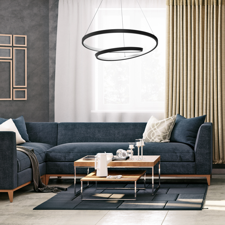 Lampa sufitowa wisząca okrąg koło Industrialna Loft LUCERO BLACK 48W LED ML7948 Milagro 4000K 50cm nowoczesna oprawa oświetleniowa okrągła metal żyrandol czarny czarna zwis Inspiracje Premium