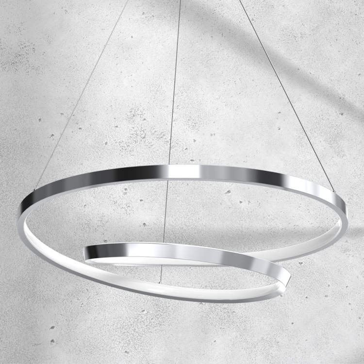 Lampa sufitowa wisząca okrąg koło Industrialna Loft LUCERO CHROME 48W LED ML7949 Milagro 4000K 50cm nowoczesna oprawa oświetleniowa okrągła metal żyrandol chrom zwis Inspiracje Premium