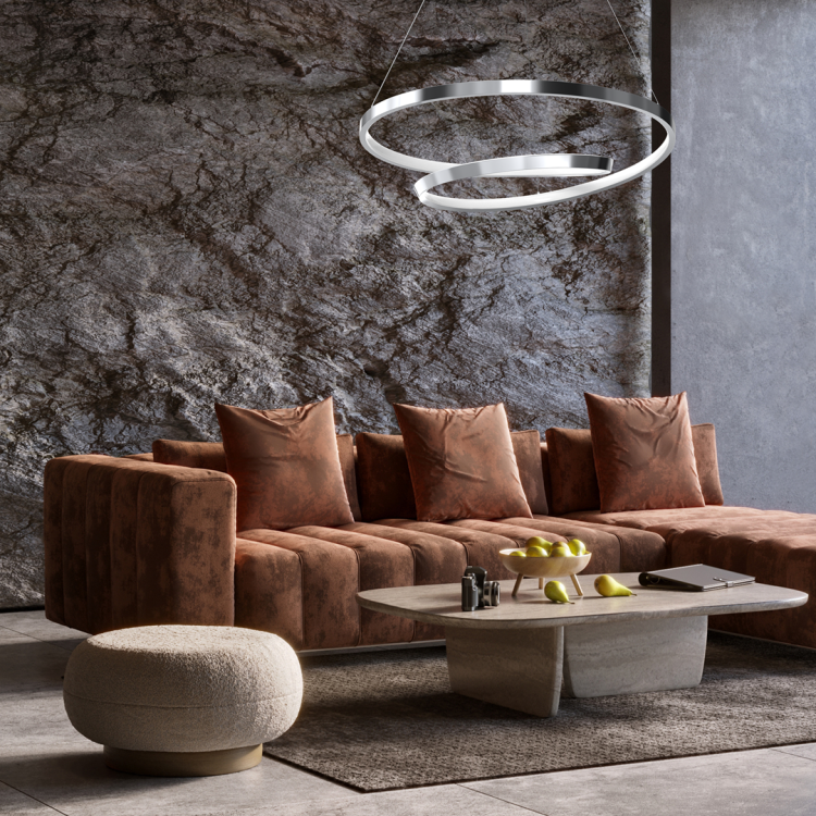 Lampa sufitowa wisząca okrąg koło Industrialna Loft LUCERO CHROME 48W LED ML7949 Milagro 4000K 50cm nowoczesna oprawa oświetleniowa okrągła metal żyrandol chrom zwis Inspiracje Premium