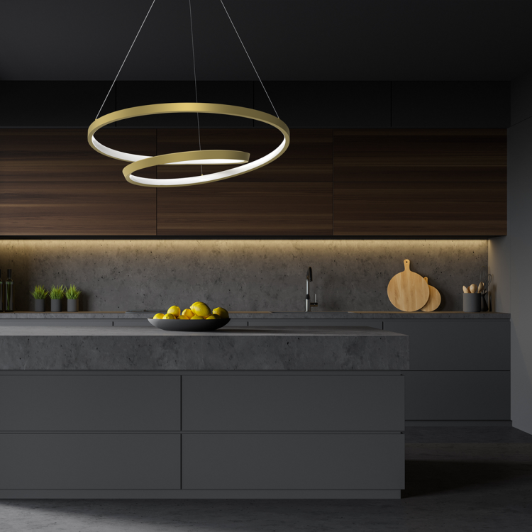 Lampa sufitowa wisząca okrąg koło Industrialna Loft LUCERO GOLD 48W LED ML7950 Milagro 4000K 50cm nowoczesna oprawa oświetleniowa okrągła metal żyrandol złoty złota zwis Inspiracje Premium