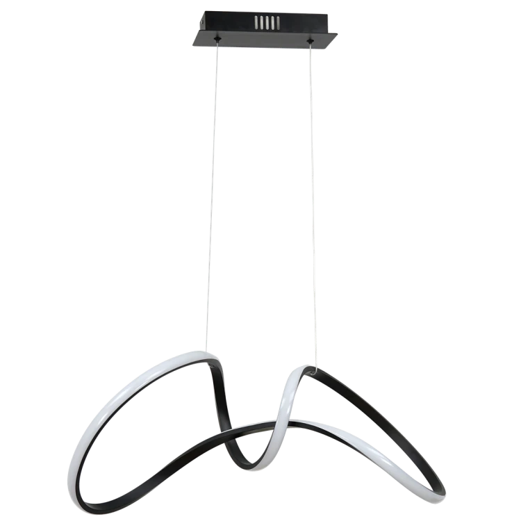 Lampa sufitowa wisząca fale Industrialna Loft TESORO BLACK 48W LED ML7951 Milagro 4000K 67cm nowoczesna oprawa oświetleniowa wyginana metal żyrandol czarny czarna zwis Inspiracje Premium