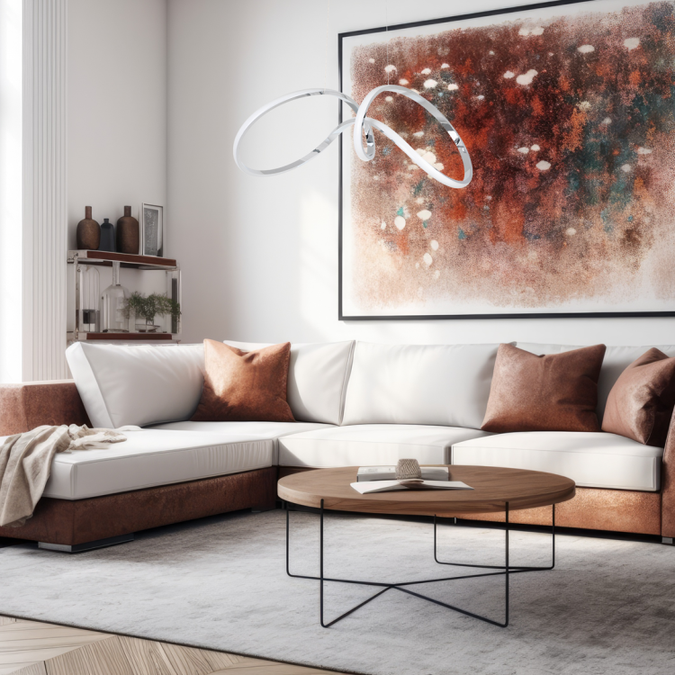 Lampa sufitowa wisząca fale Industrialna Loft TESORO CHROME 48W LED ML7952 Milagro 4000K 67cm nowoczesna oprawa oświetleniowa wyginana metal żyrandol chrom zwis Inspiracje Premium