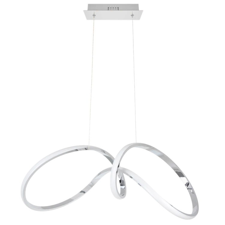 Lampa sufitowa wisząca fale Industrialna Loft TESORO CHROME 48W LED ML7952 Milagro 4000K 67cm nowoczesna oprawa oświetleniowa wyginana metal żyrandol chrom zwis Inspiracje Premium