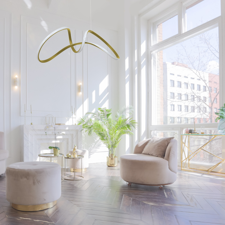 Lampa sufitowa wisząca fale Industrialna Loft TESORO GOLD 48W LED ML7953 Milagro 4000K 67cm nowoczesna oprawa oświetleniowa wyginana metal żyrandol złoty złota zwis Inspiracje Premium