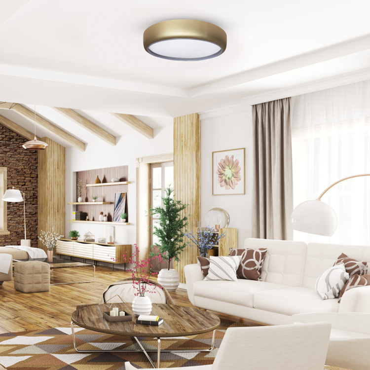 Plafoniera Plafon GEA GOLD 36W LED 390mm ML8132 Milagro z pilotem do salonu sypialni korytarza jadalni oprawa lampa sufitowa nowoczesna oświetleniowa złoty złota barwa zmienna zimna neutralna biała dzienna Inspiracje Premium