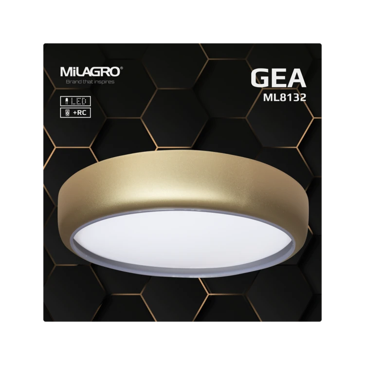 Plafoniera Plafon GEA GOLD 36W LED 390mm ML8132 Milagro z pilotem do salonu sypialni korytarza jadalni oprawa lampa sufitowa nowoczesna oświetleniowa złoty złota barwa zmienna zimna neutralna biała dzienna Inspiracje Premium