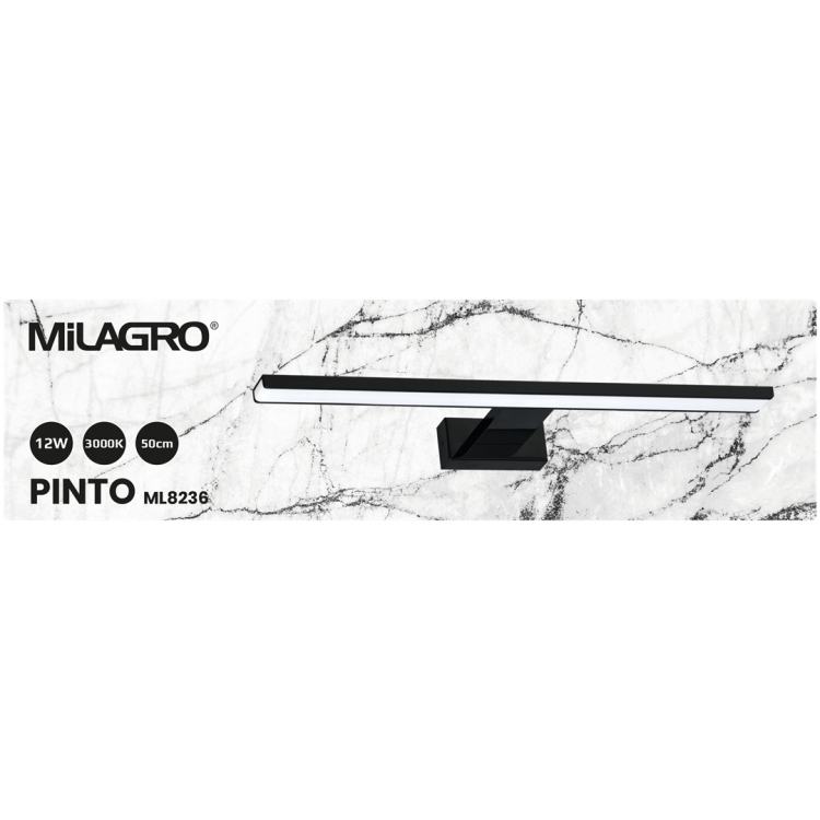 Kinkiet PINTO BLACK 12W LED 50cm ML8236 Milagro