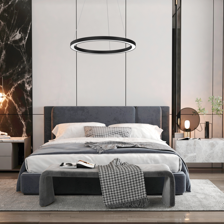 Lampa sufitowa wisząca okrąg koło Industrialna Loft GALAXIA BLACK 26W LED ML8420 Milagro 3500K nowoczesna oprawa oświetleniowa okrągła metal żyrandol czarny czarna zwis Inspiracje Premium
