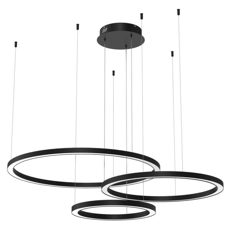 Lampa sufitowa wisząca okrąg koło Industrialna Loft GALAXIA BLACK 85W LED ML8789 Milagro 3500K nowoczesna oprawa oświetleniowa okrągła metal żyrandol czarny czarna zwis Inspiracje Premium