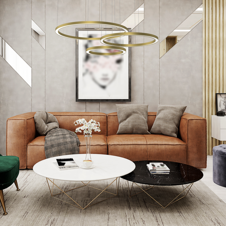Lampa sufitowa wisząca okrąg koło Industrialna Loft GALAXIA GOLD 85W LED ML8790 Milagro 3500K nowoczesna oprawa oświetleniowa okrągła metal żyrandol złoty złota zwis Inspiracje Premium