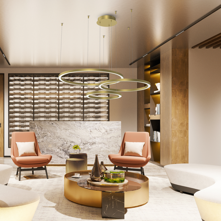 Lampa sufitowa wisząca okrąg koło Industrialna Loft GALAXIA GOLD 85W LED ML8790 Milagro 3500K nowoczesna oprawa oświetleniowa okrągła metal żyrandol złoty złota zwis Inspiracje Premium