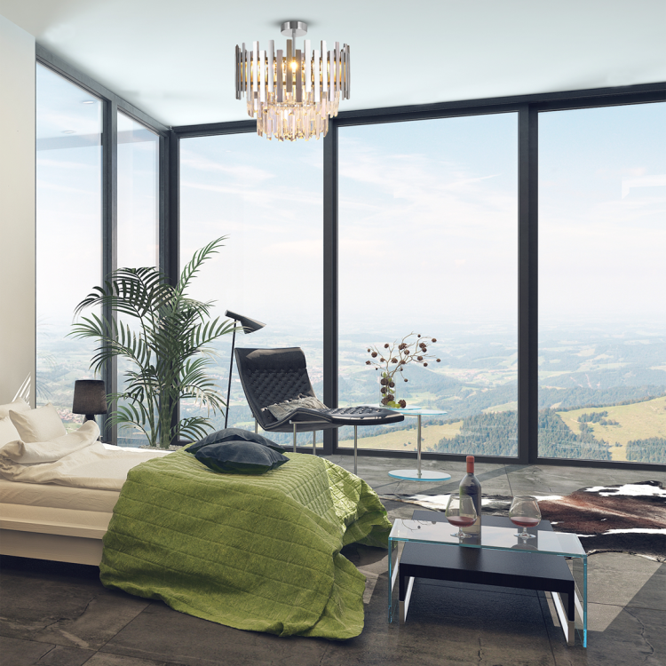 Lampa sufitowa wisząca żyrandol ASPEN CHROME 6xE14 ML8809 Milagro 6x E14 45cm nowoczesna oprawa oświetleniowa okrągła kryształy kryształ chrom zwis Inspiracje Premium