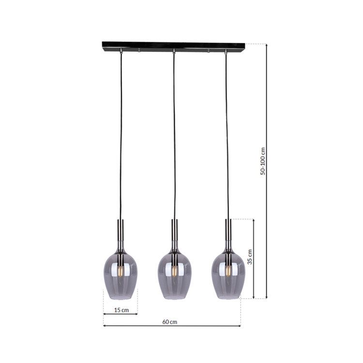 Lampa wisząca LUGANO SMOKED 3xE14 ML8814 Milagro
