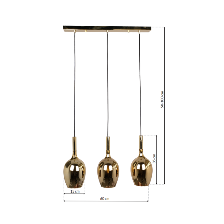Lampa wisząca LUGANO GOLD 3xE14 ML8816 Milagro