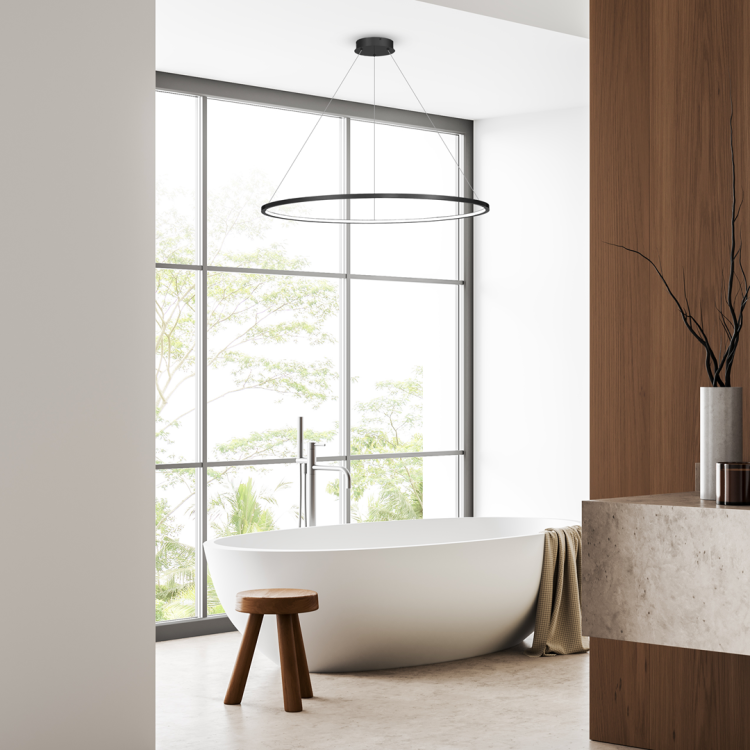 Lampa sufitowa wisząca okrąg koło Industrialna Loft SATURNO BLACK 65W LED ML8864 Milagro 4000K 120cm nowoczesna oprawa oświetleniowa okrągła metal żyrandol czarny czarna zwis Inspiracje Premium
