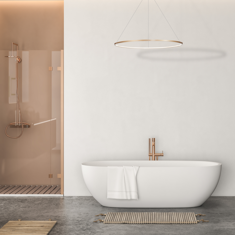 Lampa sufitowa wisząca okrąg koło Industrialna Loft SATURNO GOLD 65W LED ML8865 Milagro 4000K 120cm nowoczesna oprawa oświetleniowa okrągła metal żyrandol złoty złota zwis Inspiracje Premium