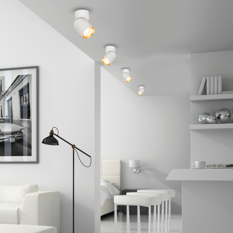 Lampa ścienno-sufitowa Kinkiet Industrialny Spot Andy 1xGU10 Biały + Złoty ML9932 Milagro GU10 Loft nowoczesny metalowy biały biała złoty złota pojedynczy Inspiracje Premium