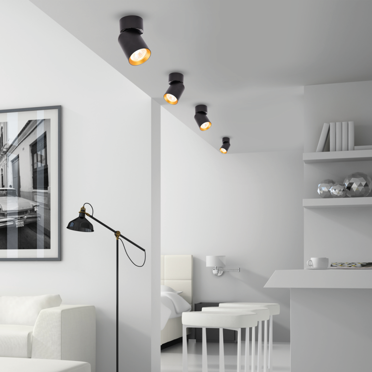 Lampa ścienno-sufitowa Kinkiet Industrialny Spot Andy 1xGU10 Czarny + Złoty ML9933 Milagro GU10 Loft nowoczesny metalowy czarny czarna złoty złota pojedynczy Inspiracje Premium