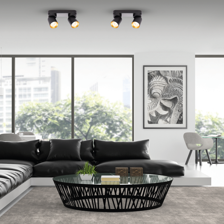 Lampa ścienno-sufitowa Kinkiet Industrialny Andy 2xGU10 Czarny + Złoty ML9935 Milagro 2x GU10 Loft nowoczesny metalowy czarny czarna złoty złota potrójny Inspiracje Premium