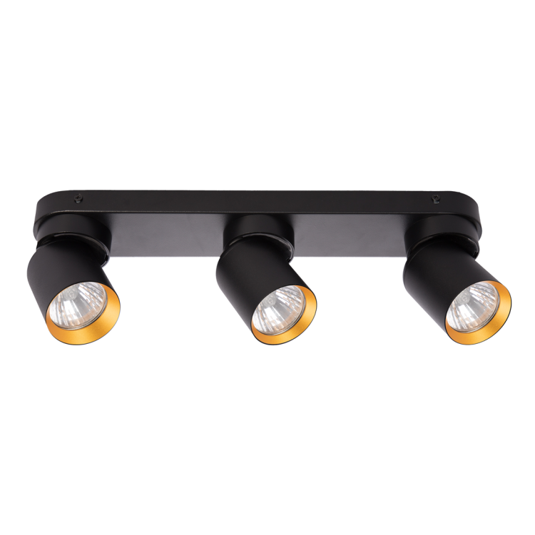 Lampa ścienno-sufitowa Kinkiet Industrialny Andy 3xGU10 Czarny + Złoty ML9937 Milagro 3x GU10 Loft nowoczesny metalowy czarny czarna złoty złota potrójny Inspiracje Premium