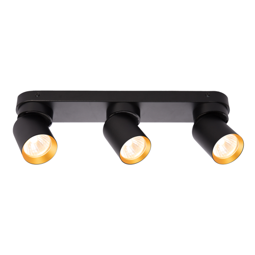 Lampa ścienno-sufitowa Kinkiet Industrialny Andy 3xGU10 Czarny + Złoty ML9937 Milagro 3x GU10 Loft nowoczesny metalowy czarny czarna złoty złota potrójny Inspiracje Premium