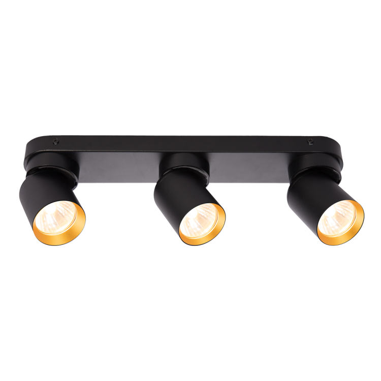 Lampa ścienno-sufitowa Kinkiet Industrialny Andy 3xGU10 Czarny + Złoty ML9937 Milagro 3x GU10 Loft nowoczesny metalowy czarny czarna złoty złota potrójny Inspiracje Premium