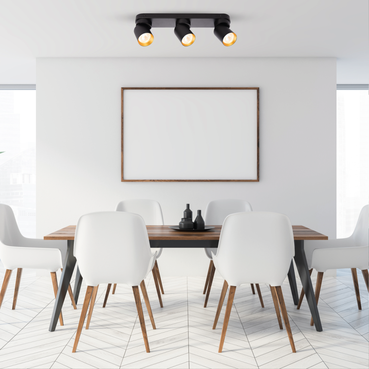 Lampa ścienno-sufitowa Kinkiet Industrialny Andy 3xGU10 Czarny + Złoty ML9937 Milagro 3x GU10 Loft nowoczesny metalowy czarny czarna złoty złota potrójny Inspiracje Premium