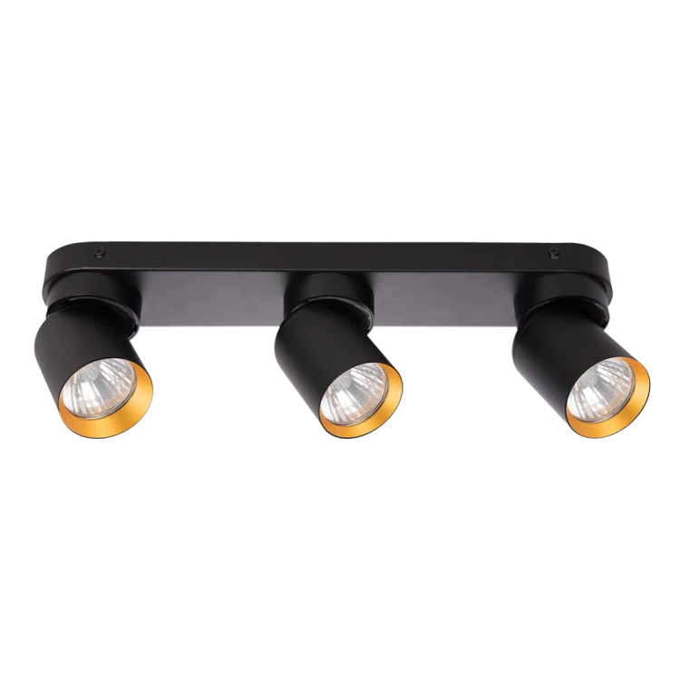 Lampa ścienno-sufitowa Kinkiet Industrialny Andy 3xGU10 Czarny + Złoty ML9937 Milagro 3x GU10 Loft nowoczesny metalowy czarny czarna złoty złota potrójny Inspiracje Premium