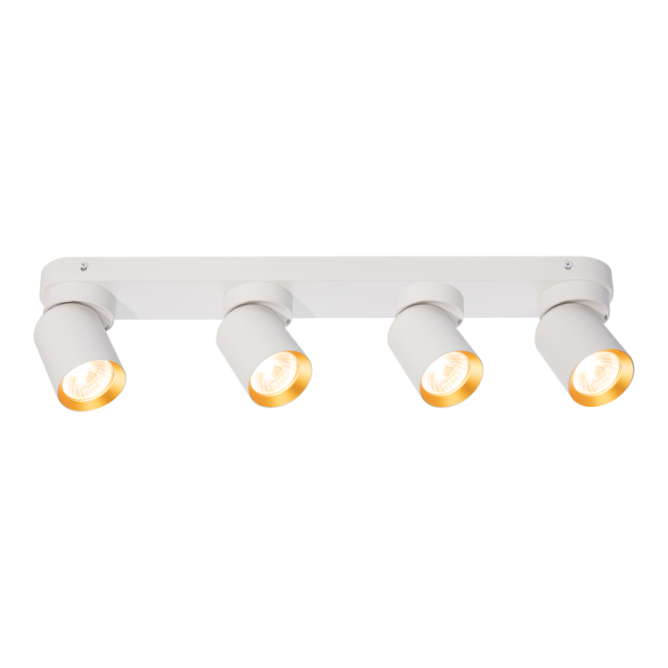 Lampa ścienno-sufitowa Kinkiet Industrialny Andy 4xGU10 Biały + Złoty ML9938 Milagro 4x GU10 Loft nowoczesny metalowy biały biała złoty złota poczwórny Inspiracje Premium