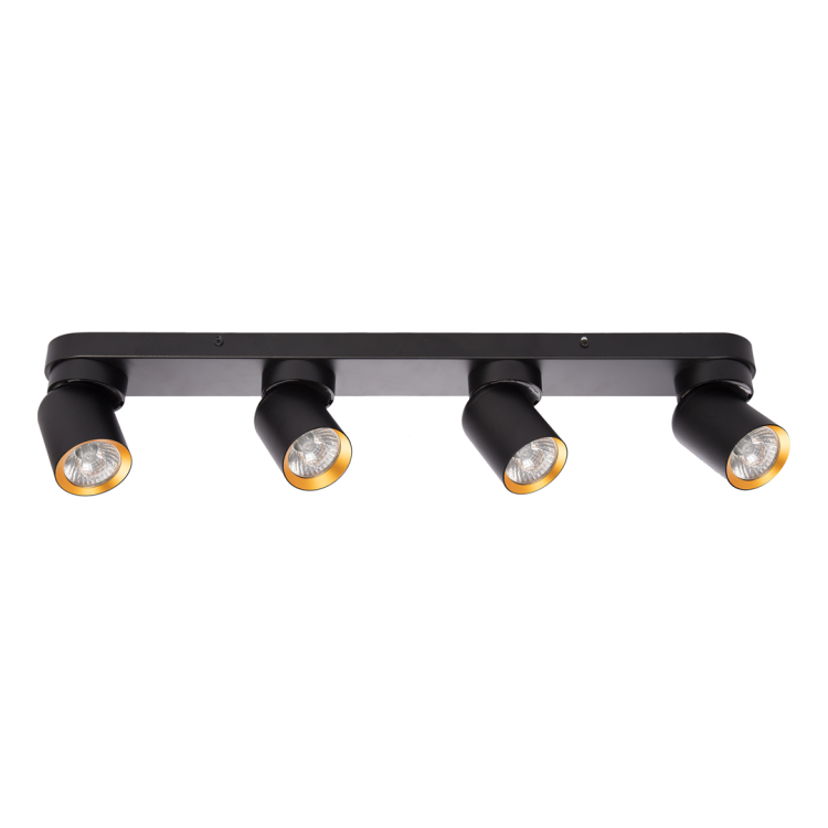 Lampa ścienno-sufitowa Kinkiet Industrialny Andy 4xGU10 Czarny + Złoty ML9939 Milagro 4x GU10 Loft nowoczesny metalowy czarny czarna złoty złota poczwórny Inspiracje Premium