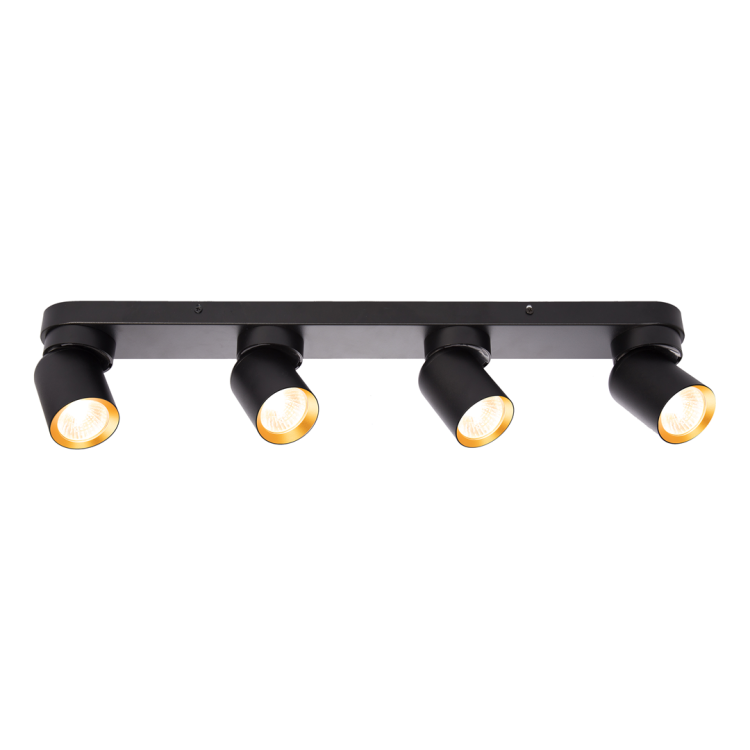 Lampa ścienno-sufitowa Kinkiet Industrialny Andy 4xGU10 Czarny + Złoty ML9939 Milagro 4x GU10 Loft nowoczesny metalowy czarny czarna złoty złota poczwórny Inspiracje Premium