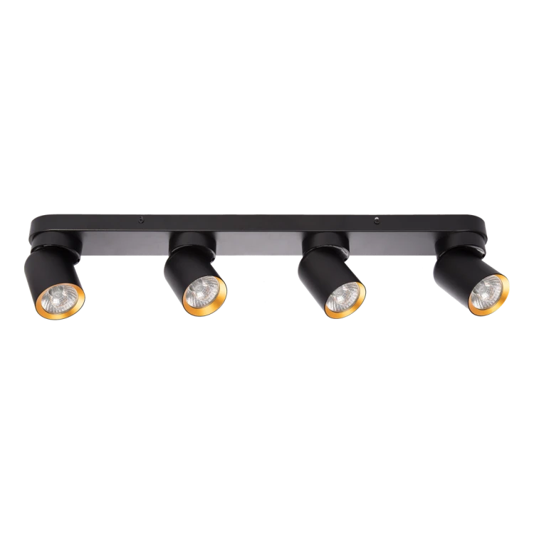 Lampa ścienno-sufitowa Kinkiet Industrialny Andy 4xGU10 Czarny + Złoty ML9939 Milagro 4x GU10 Loft nowoczesny metalowy czarny czarna złoty złota poczwórny Inspiracje Premium