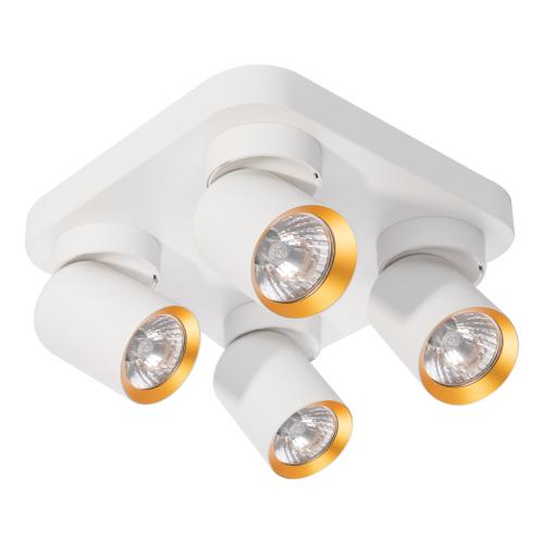 Lampa sufitowa oprawa Industrialna Andy 4xGU10 Kwadrat Biały + Złoty ML9940 Milagro 4x GU10 Loft nowoczesny metalowy biały biała złoty złota poczwórny Inspiracje Premium