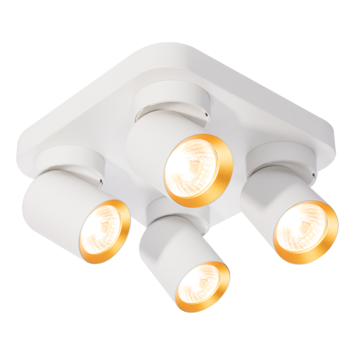 Lampa sufitowa oprawa Industrialna Andy 4xGU10 Kwadrat Biały + Złoty ML9940 Milagro 4x GU10 Loft nowoczesny metalowy biały biała złoty złota poczwórny Inspiracje Premium