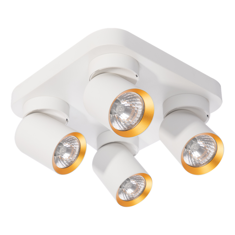 Lampa sufitowa oprawa Industrialna Andy 4xGU10 Kwadrat Biały + Złoty ML9940 Milagro 4x GU10 Loft nowoczesny metalowy biały biała złoty złota poczwórny Inspiracje Premium