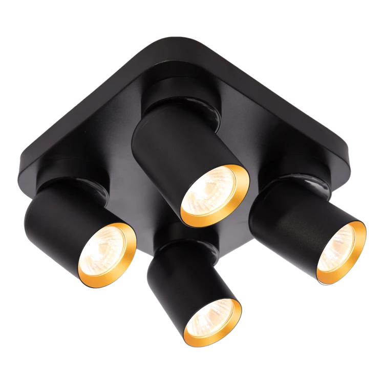 Lampa sufitowa oprawa Industrialna Andy 4xGU10 Kwadrat Czarny + Złoty ML9941 Milagro 4x GU10 Loft nowoczesny metalowy czarny czarna złoty złota poczwórny Inspiracje Premium