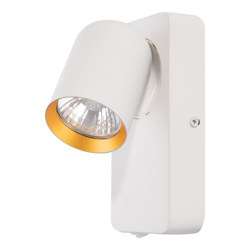 Lampa ścienna Kinkiet z włącznikiem Industrialny Andy 1xGU10 Biały + Złoty ML9942 Milagro GU10 Loft lampka nocna do sypialni nowoczesny metalowy biały biała złoty złota pojedynczy Inspiracje Premium