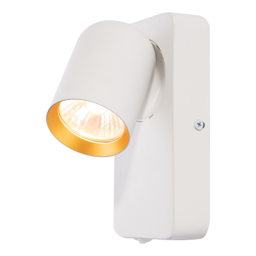 Lampa ścienna Kinkiet z włącznikiem Industrialny Andy 1xGU10 Biały + Złoty ML9942 Milagro GU10 Loft lampka nocna do sypialni nowoczesny metalowy biały biała złoty złota pojedynczy Inspiracje Premium