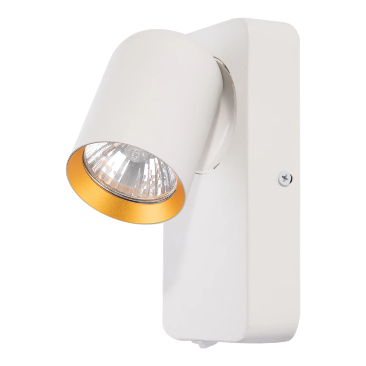 Lampa ścienna Kinkiet z włącznikiem Industrialny Andy 1xGU10 Biały + Złoty ML9942 Milagro GU10 Loft lampka nocna do sypialni nowoczesny metalowy biały biała złoty złota pojedynczy Inspiracje Premium