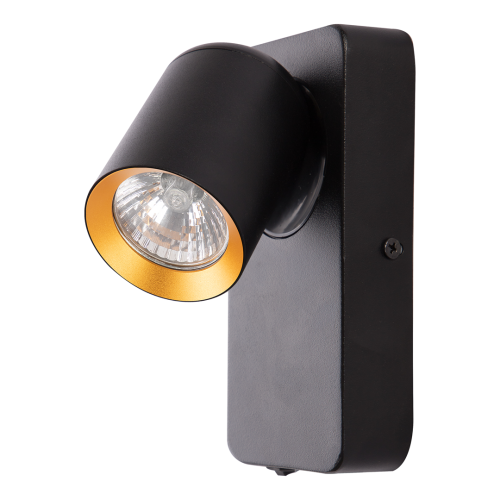 Lampa ścienna Kinkiet z włącznikiem Industrialny Andy 1xGU10 Czarny + Złoty ML9943 Milagro GU10 Loft lampka nocna do sypialni nowoczesny metalowy czarny czarna złoty złota pojedynczy Inspiracje Premium