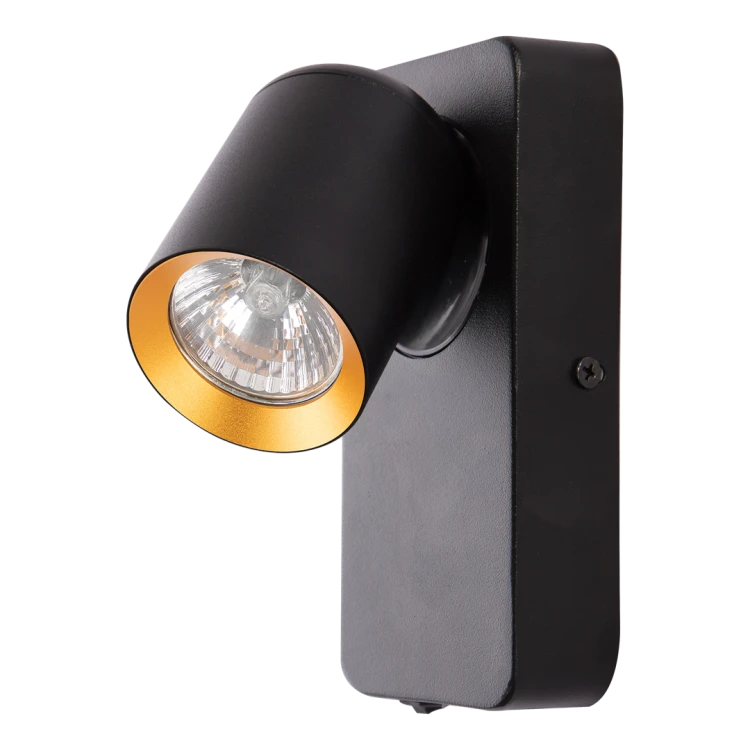 Lampa ścienna Kinkiet z włącznikiem Industrialny Andy 1xGU10 Czarny + Złoty ML9943 Milagro GU10 Loft lampka nocna do sypialni nowoczesny metalowy czarny czarna złoty złota pojedynczy Inspiracje Premium
