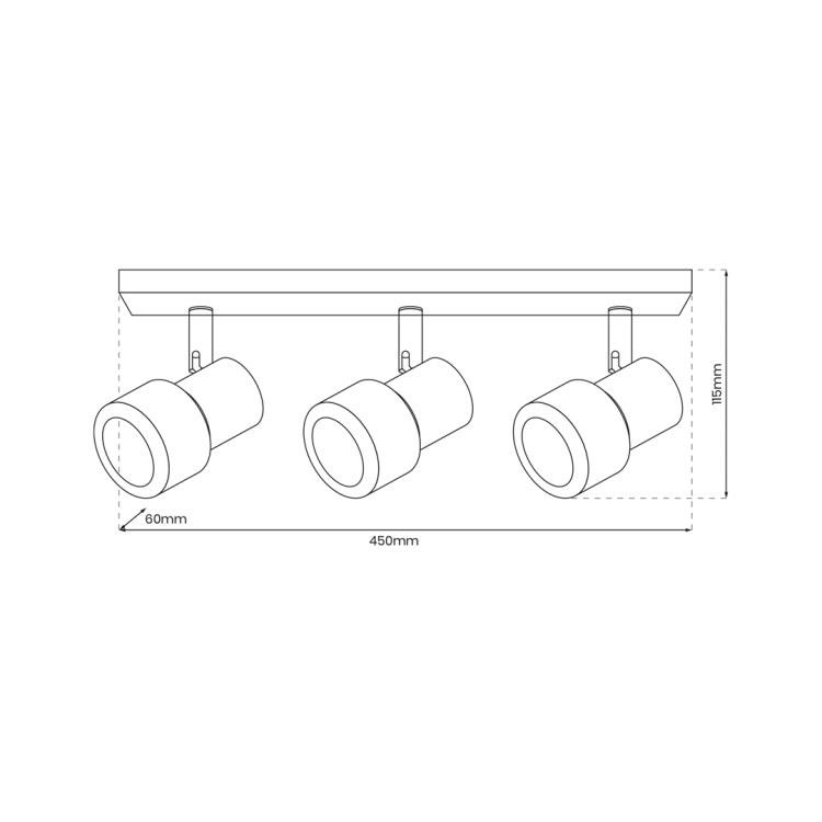 Lampa Sufitowa Cino 3xGU10 Czarny + Chrom ML9949 Milagro