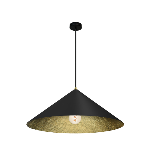 Lampa sufitowa wisząca Industrialna Loft FUJI 50cm 1xE27 MLP0645 Milagro nowoczesna oprawa oświetleniowa kompozytowa żyrandol do Kuchni Jadalni nad stół blat wyspę czarny czarna złoty złota czarno złota zwis Inspiracje Premium