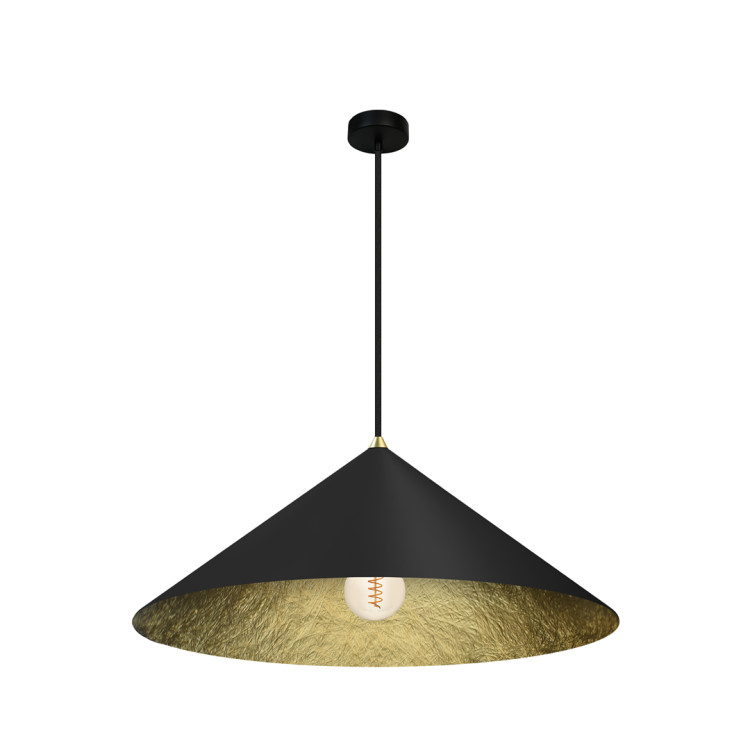 Lampa sufitowa wisząca Industrialna Loft FUJI 50cm 1xE27 MLP0645 Milagro nowoczesna oprawa oświetleniowa kompozytowa żyrandol do Kuchni Jadalni nad stół blat wyspę czarny czarna złoty złota czarno złota zwis Inspiracje Premium