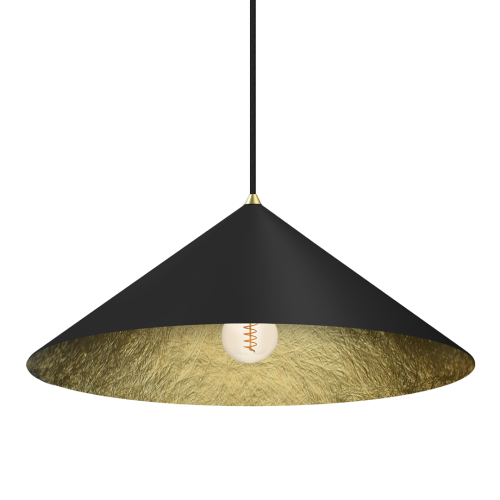 Lampa sufitowa wisząca Industrialna Loft FUJI 50cm 1xE27 MLP0645 Milagro nowoczesna oprawa oświetleniowa kompozytowa żyrandol do Kuchni Jadalni nad stół blat wyspę czarny czarna złoty złota czarno złota zwis Inspiracje Premium