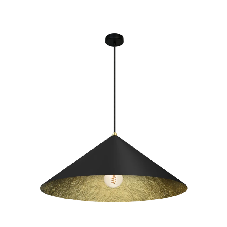 Lampa sufitowa wisząca Industrialna Loft FUJI 50cm 1xE27 MLP0645 Milagro nowoczesna oprawa oświetleniowa kompozytowa żyrandol do Kuchni Jadalni nad stół blat wyspę czarny czarna złoty złota czarno złota zwis Inspiracje Premium