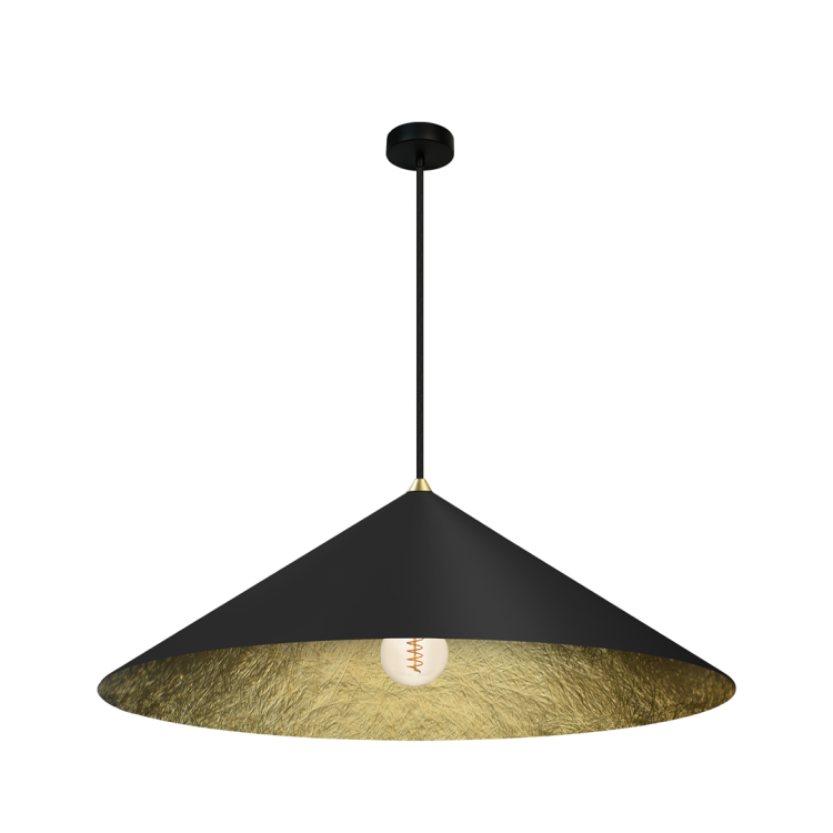 Lampa sufitowa wisząca Industrialna Loft FUJI 70cm 1xE27 MLP0646 Milagro nowoczesna oprawa oświetleniowa kompozytowa żyrandol do Kuchni Jadalni nad stół blat wyspę czarny czarna złoty złota czarno złota zwis Inspiracje Premium