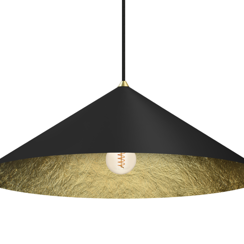 Lampa sufitowa wisząca Industrialna Loft FUJI 70cm 1xE27 MLP0646 Milagro nowoczesna oprawa oświetleniowa kompozytowa żyrandol do Kuchni Jadalni nad stół blat wyspę czarny czarna złoty złota czarno złota zwis Inspiracje Premium